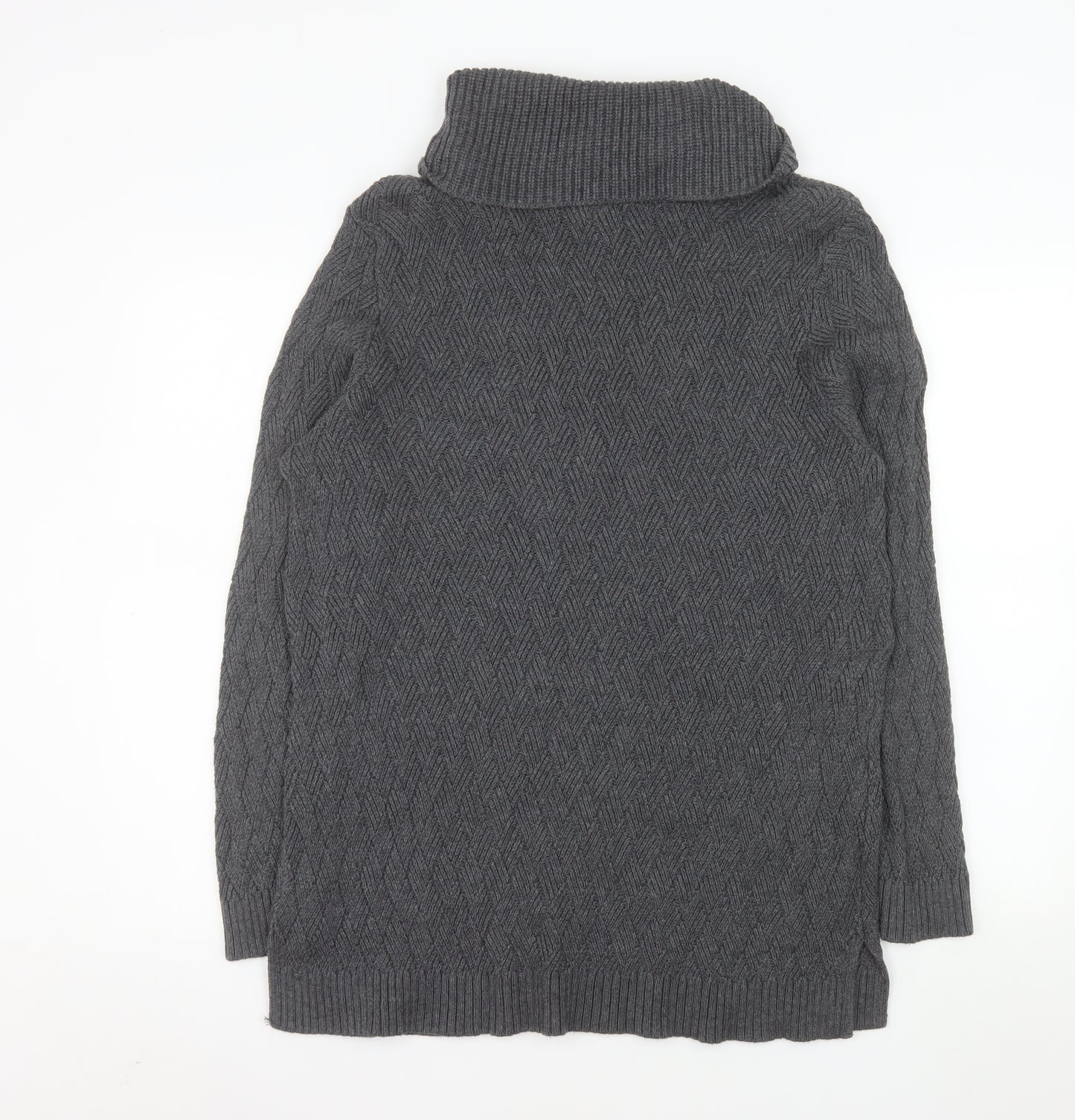 Charter Club Women Grey XL Roll Neck Cable-Knit Tunic Jumper
