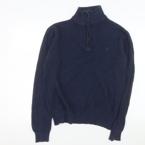 Duck and Cover Men's Blue Cotton 1/2 Zip Knit Sweatshirt Size L