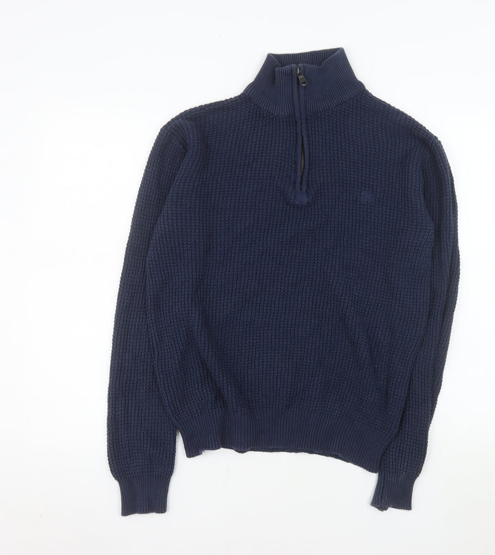 Duck and Cover Men's Blue Cotton 1/2 Zip Knit Sweatshirt Size L