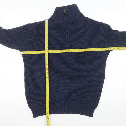 Duck and Cover Men's Blue Cotton 1/2 Zip Knit Sweatshirt Size L