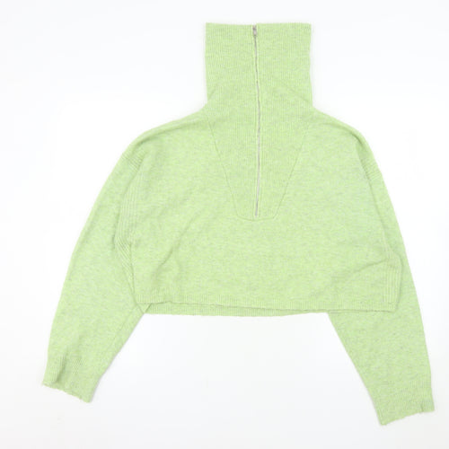 Topshop Womens Green High Neck 1/4 Zip Pullover Sweatshirt Size S