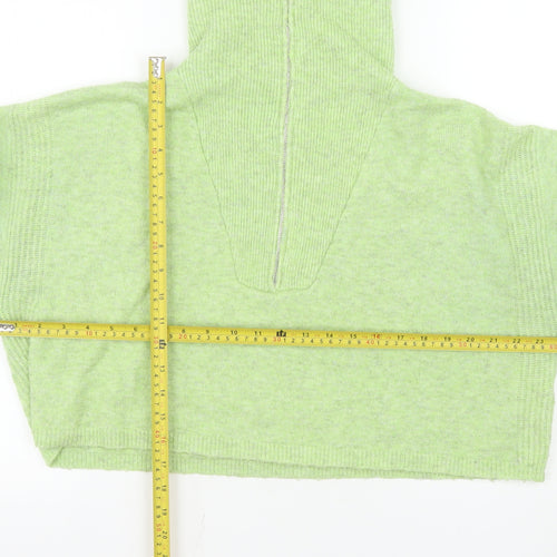 Topshop Womens Green High Neck 1/4 Zip Pullover Sweatshirt Size S