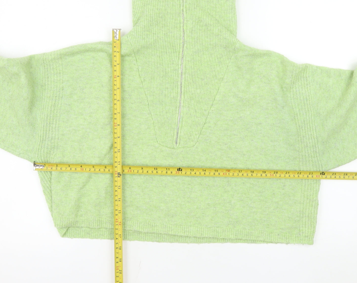 Topshop Womens Green High Neck 1/4 Zip Pullover Sweatshirt Size S