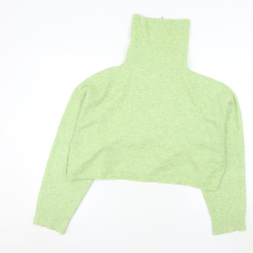Topshop Womens Green High Neck 1/4 Zip Pullover Sweatshirt Size S