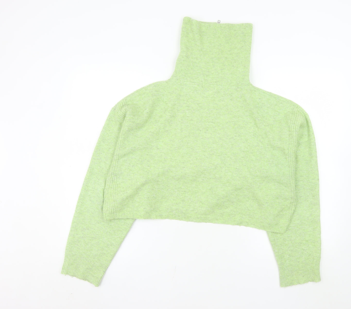 Topshop Womens Green High Neck 1/4 Zip Pullover Sweatshirt Size S
