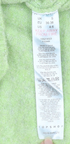 Topshop Womens Green High Neck 1/4 Zip Pullover Sweatshirt Size S