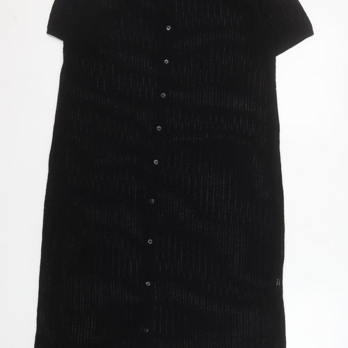 Uniqlo Women's Black Collared Knit Shirt Dress S