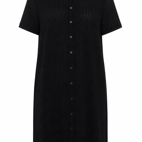 Uniqlo Women's Black Collared Knit Shirt Dress S