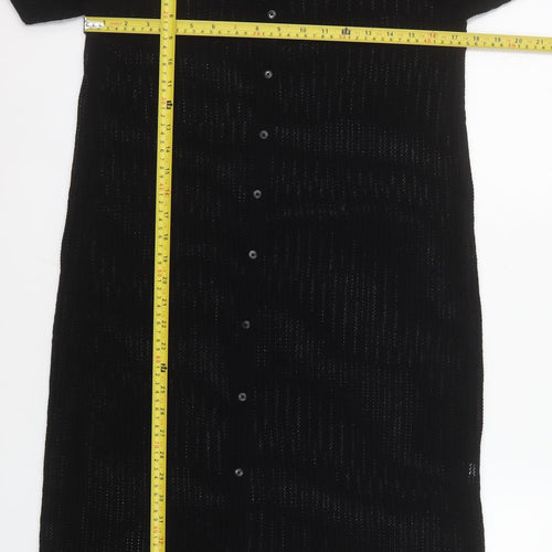 Uniqlo Women's Black Collared Knit Shirt Dress S