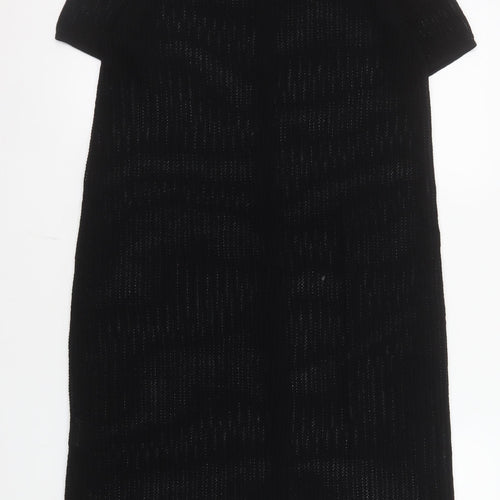Uniqlo Women's Black Collared Knit Shirt Dress S