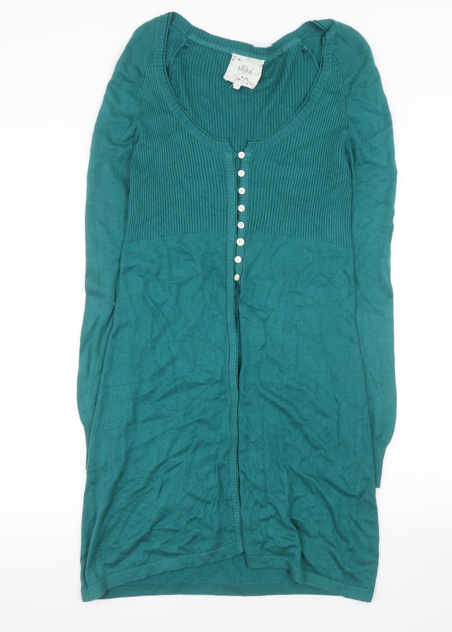 Mistral Women’s Green Knit Button Sweater Dress Size 10