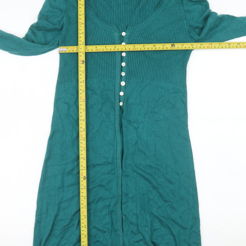 Mistral Women’s Green Knit Button Sweater Dress Size 10
