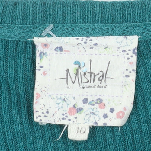 Mistral Women’s Green Knit Button Sweater Dress Size 10