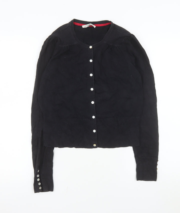Laura Ashley Women’s Black Cotton Blend Long Sleeve Cardigan Size 12