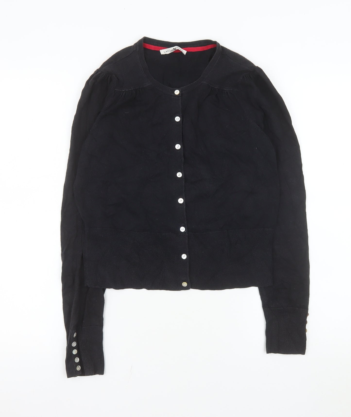 Laura Ashley Women’s Black Cotton Blend Long Sleeve Cardigan Size 12
