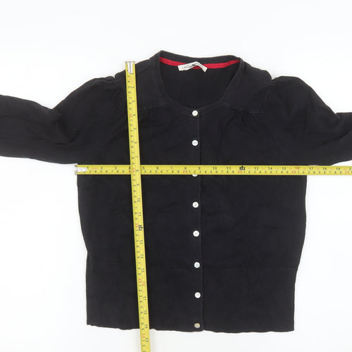 Laura Ashley Women’s Black Cotton Blend Long Sleeve Cardigan Size 12