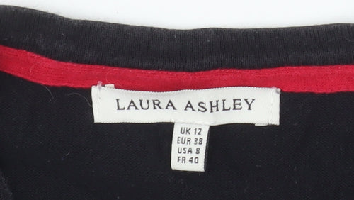 Laura Ashley Women’s Black Cotton Blend Long Sleeve Cardigan Size 12