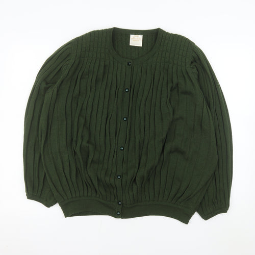 Eastex Women’s Green Cable-Knit Cardigan L Long Sleeve Acrylic