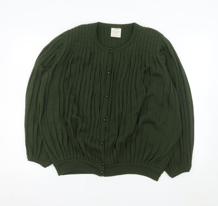Eastex Women’s Green Cable-Knit Cardigan L Long Sleeve Acrylic