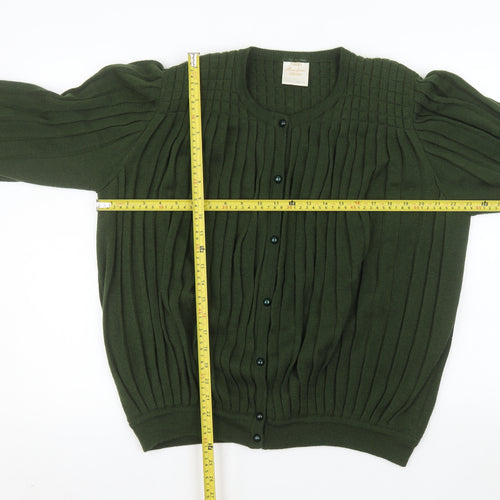Eastex Women’s Green Cable-Knit Cardigan L Long Sleeve Acrylic