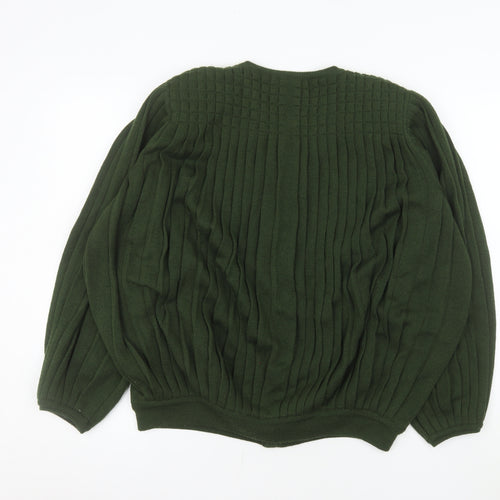 Eastex Women’s Green Cable-Knit Cardigan L Long Sleeve Acrylic