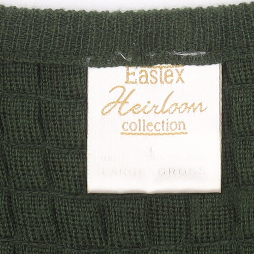 Eastex Women’s Green Cable-Knit Cardigan L Long Sleeve Acrylic