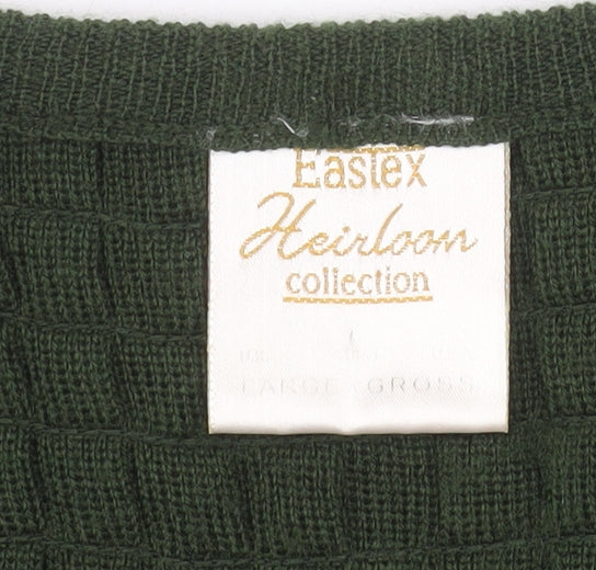 Eastex Women’s Green Cable-Knit Cardigan L Long Sleeve Acrylic