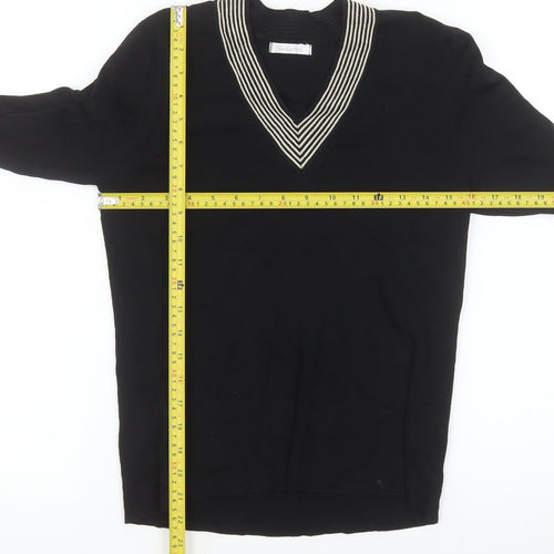 Berkertex Womens Black V-Neck Long Sleeve Knit Jumper Size 14