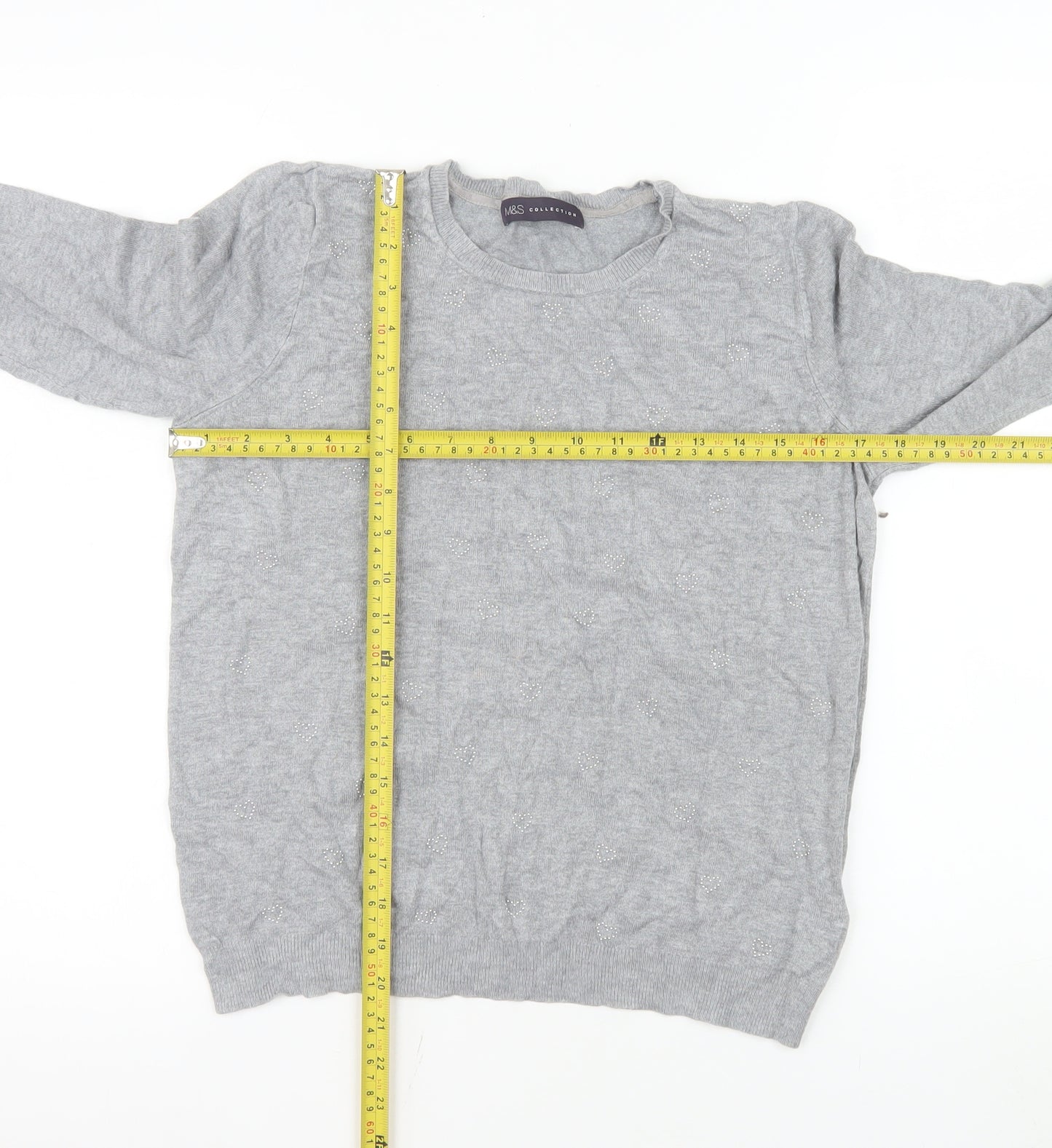 Marks and Spencer Women's Grey Long Sleeve Knit Top Size 12