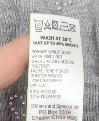 Marks and Spencer Women's Grey Long Sleeve Knit Top Size 12