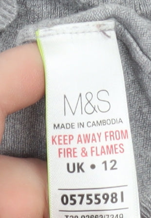 Marks and Spencer Women's Grey Long Sleeve Knit Top Size 12