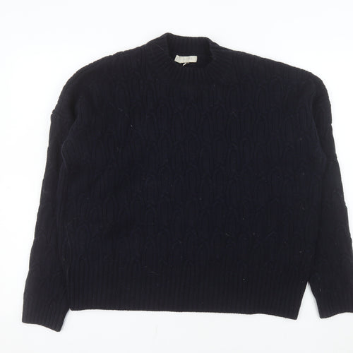 Hobbs Women’s Black Wool Cable-Knit Crew Neck Jumper Size M