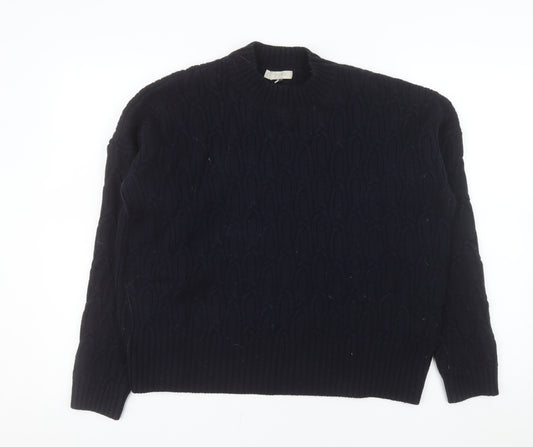 Hobbs Women’s Black Wool Cable-Knit Crew Neck Jumper Size M