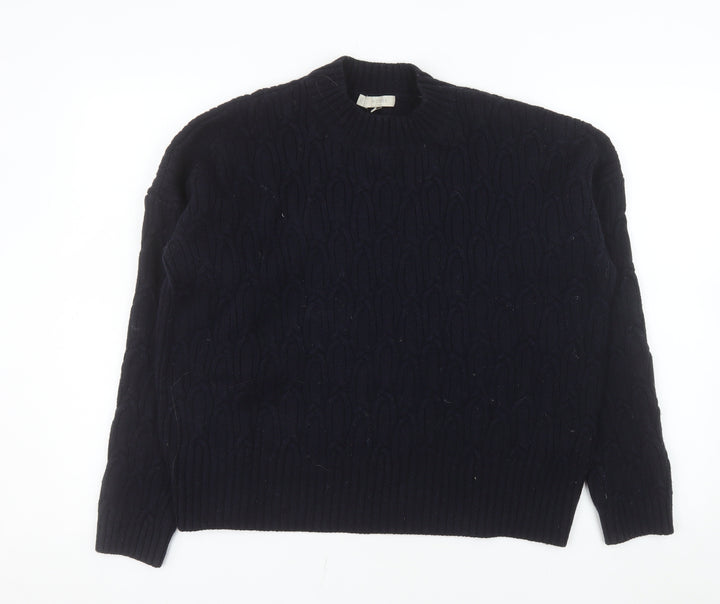 Hobbs Women’s Black Wool Cable-Knit Crew Neck Jumper Size M
