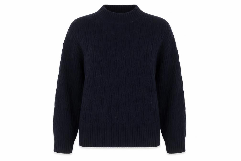 Hobbs Women’s Black Wool Cable-Knit Crew Neck Jumper Size M