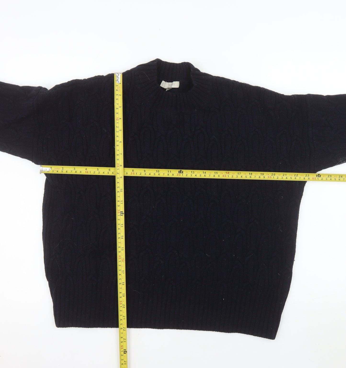 Hobbs Women’s Black Wool Cable-Knit Crew Neck Jumper Size M