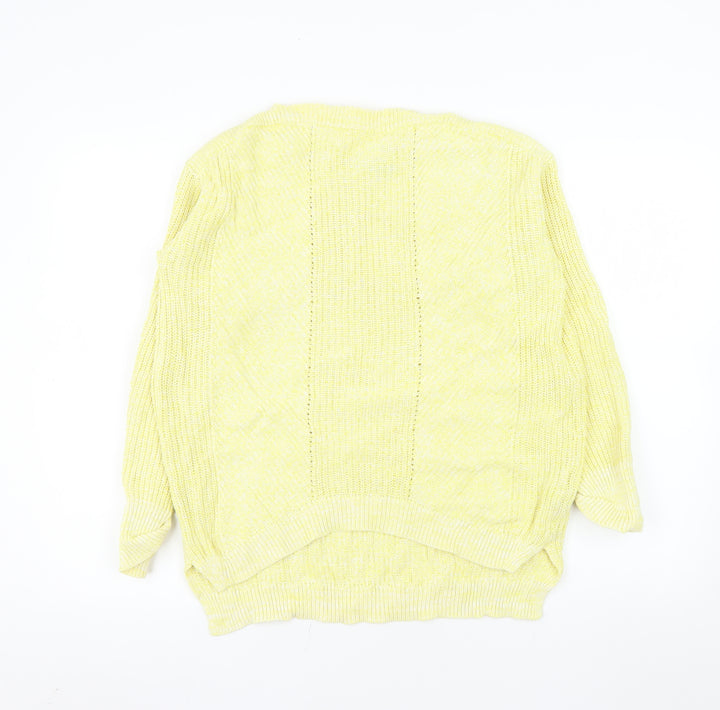 Marks and Spencer Women Yellow Cotton Knit Pullover Jumper Medium