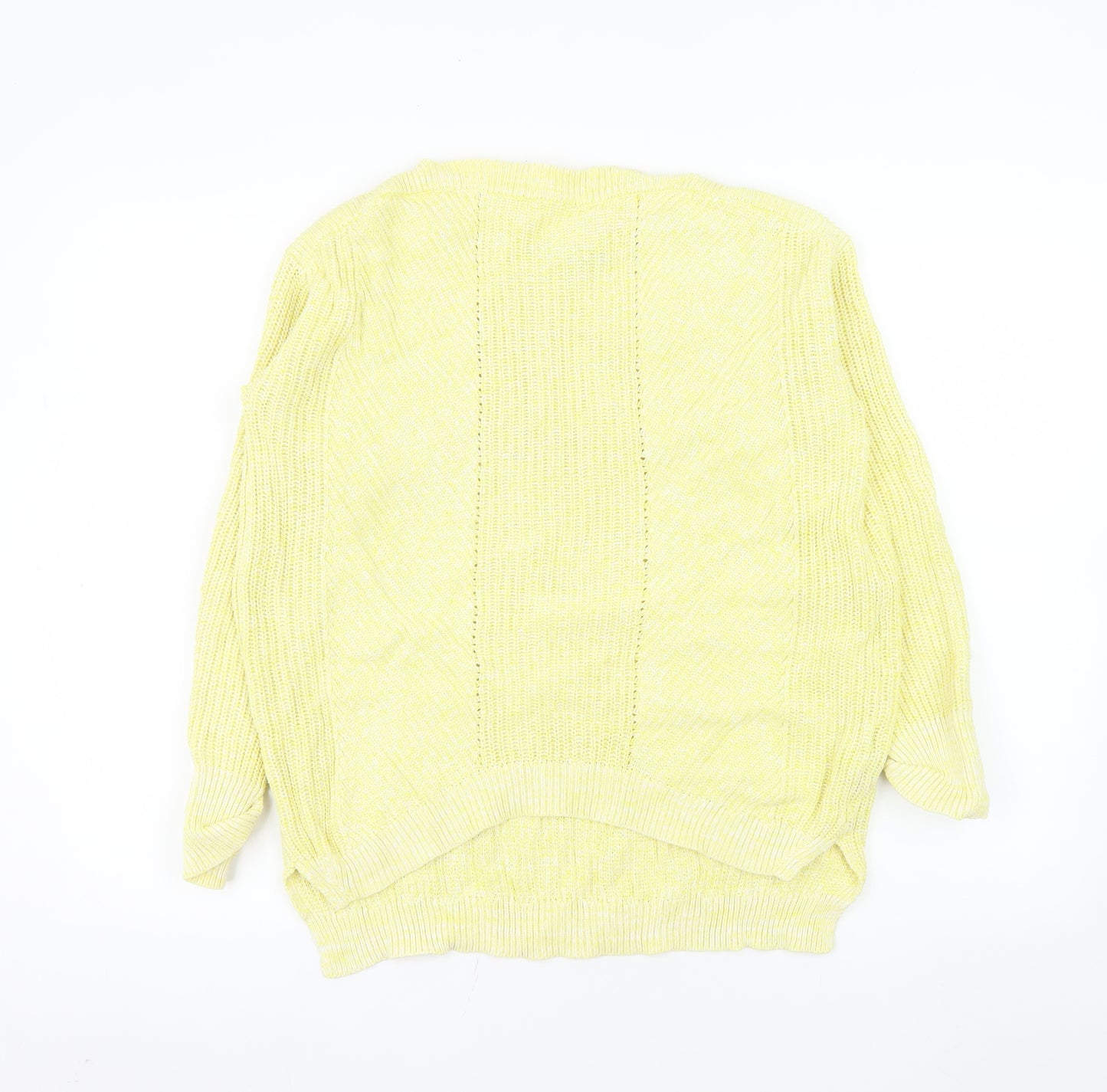 Marks and Spencer Women Yellow Cotton Knit Pullover Jumper Medium