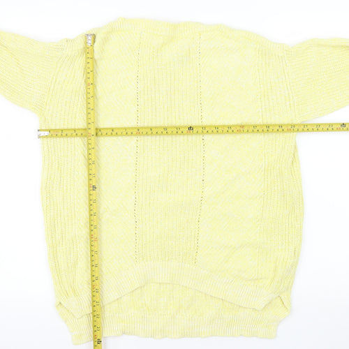 Marks and Spencer Women Yellow Cotton Knit Pullover Jumper Medium