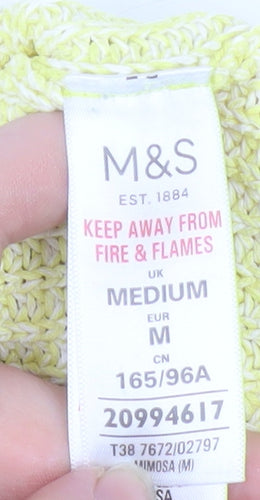 Marks and Spencer Women Yellow Cotton Knit Pullover Jumper Medium