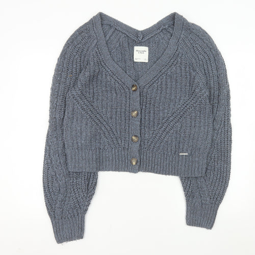 Abercrombie & Fitch Women's Grey Chunky Knit Cardigan Size L