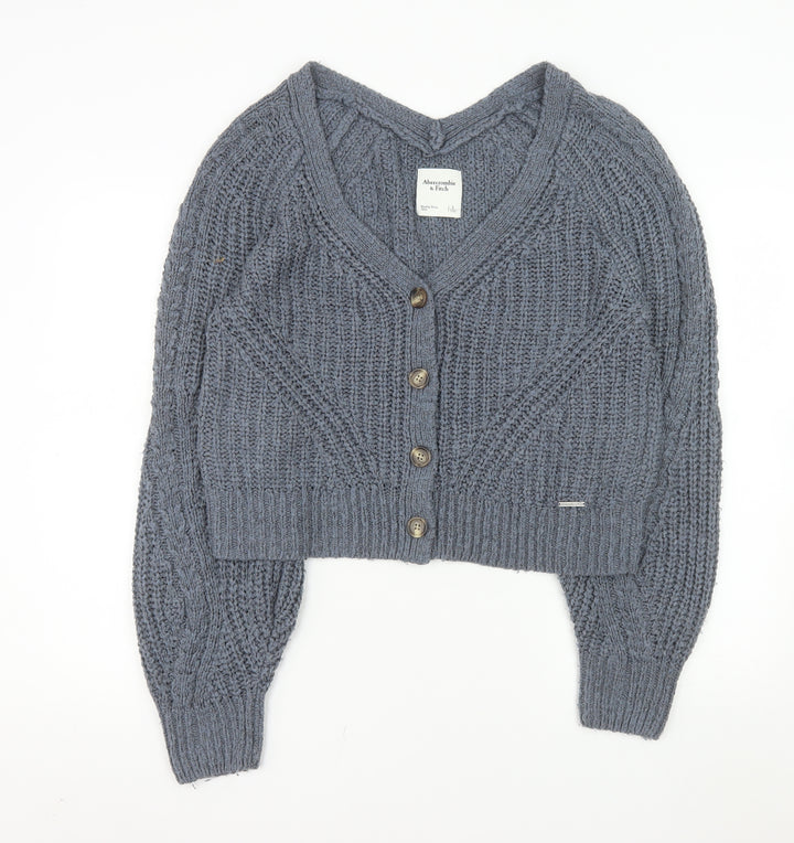 Abercrombie & Fitch Women's Grey Chunky Knit Cardigan Size L