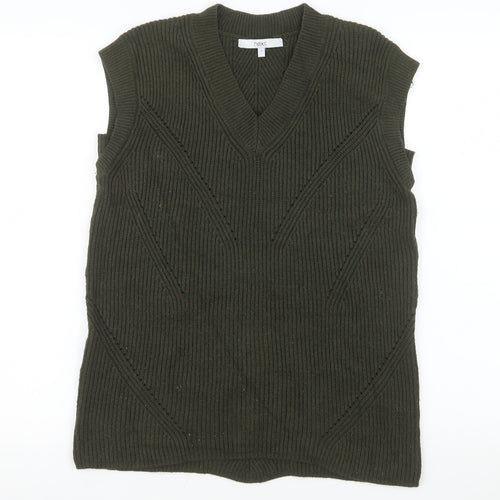 Next Men’s Green Ribbed Knit V-Neck Sleeveless Vest Jumper Size S