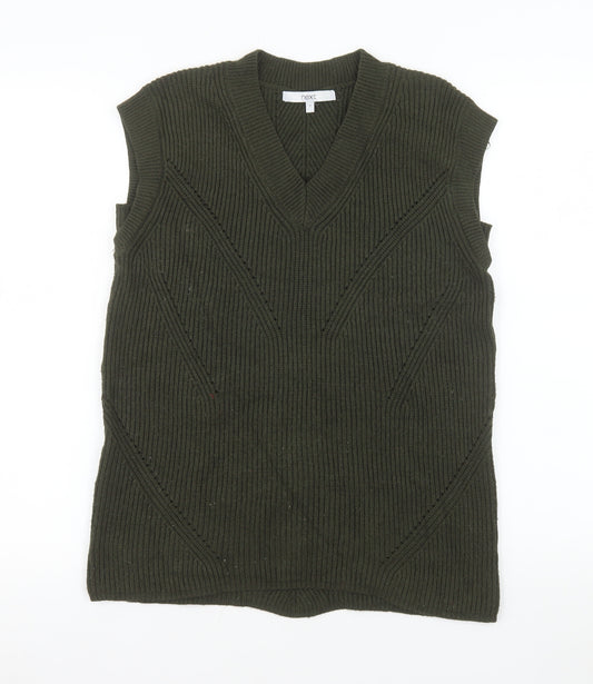 Next Men’s Green Ribbed Knit V-Neck Sleeveless Vest Jumper Size S