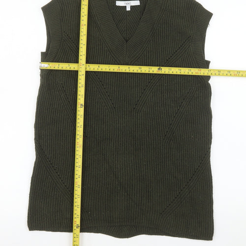 Next Men’s Green Ribbed Knit V-Neck Sleeveless Vest Jumper Size S