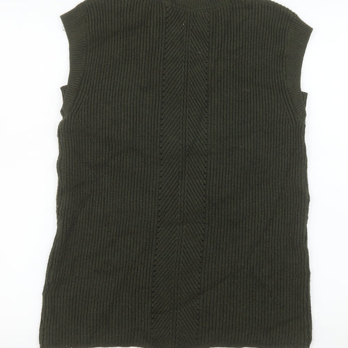 Next Men’s Green Ribbed Knit V-Neck Sleeveless Vest Jumper Size S