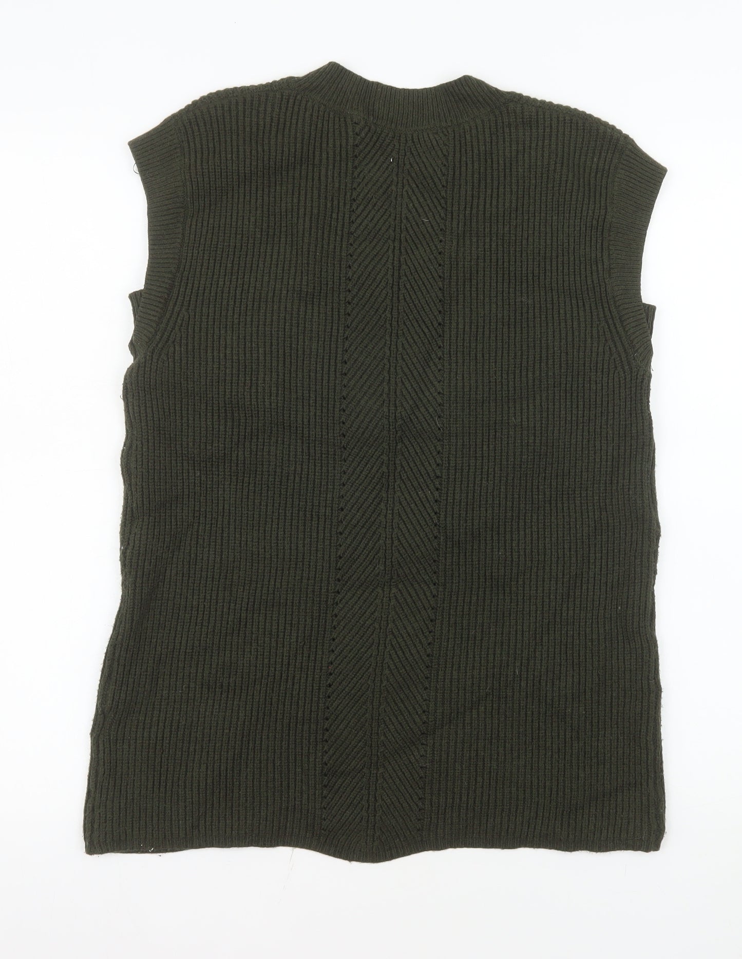 Next Men’s Green Ribbed Knit V-Neck Sleeveless Vest Jumper Size S