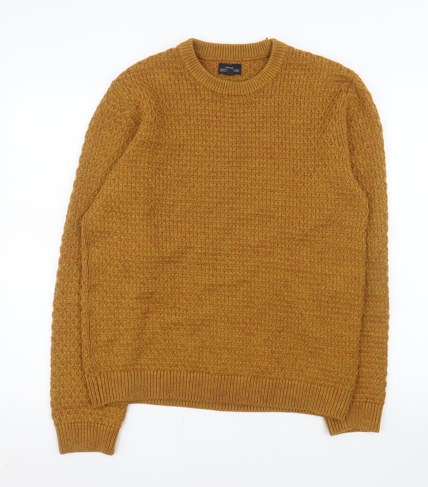 Next Men's Brown Waffle-Knit Crew Neck Jumper Size L