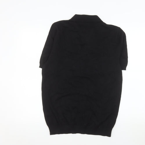 Threadbare Men's Black Cotton Button-Up Short Sleeve Knit Shirt M