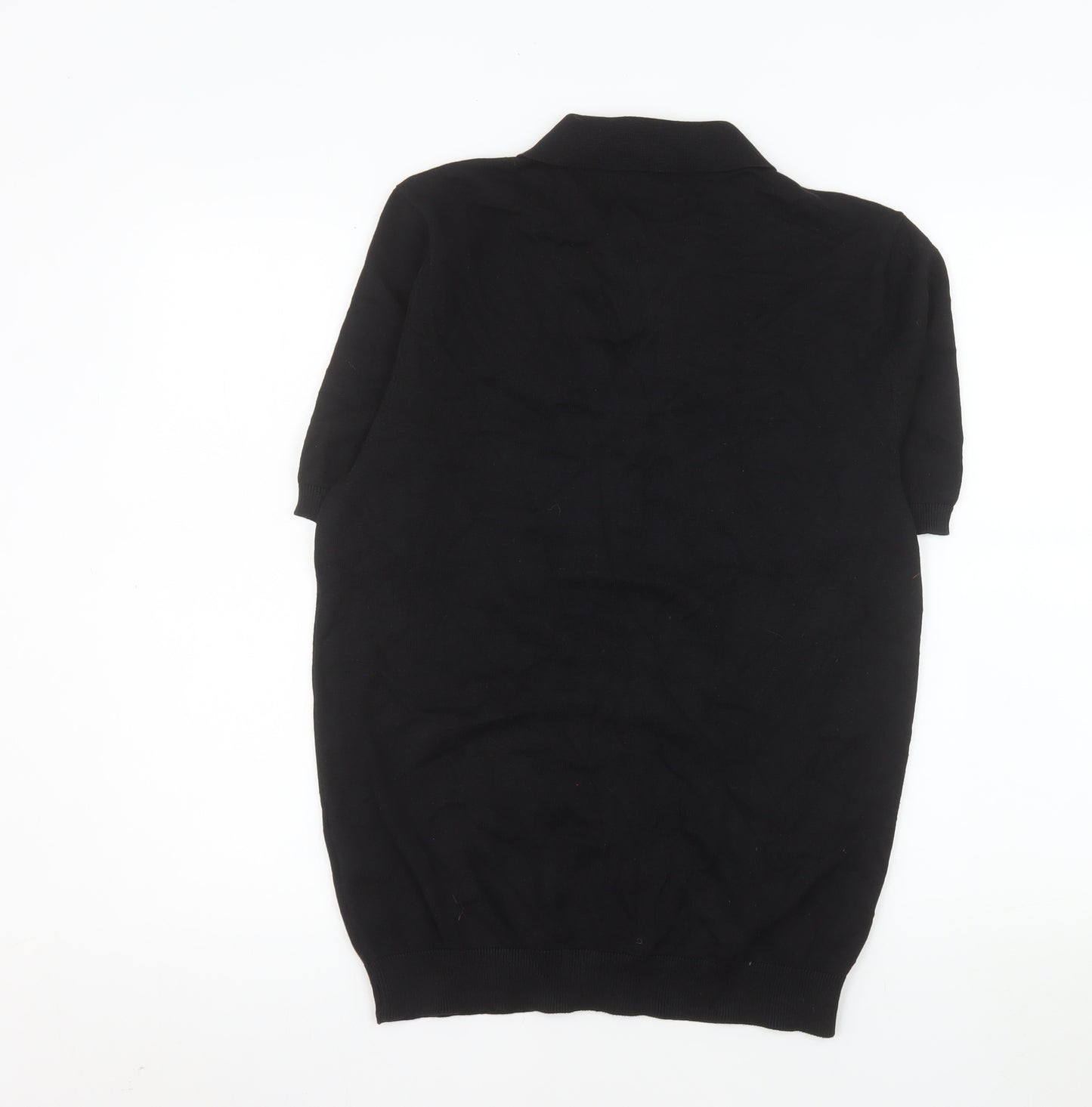 Threadbare Men's Black Cotton Button-Up Short Sleeve Knit Shirt M